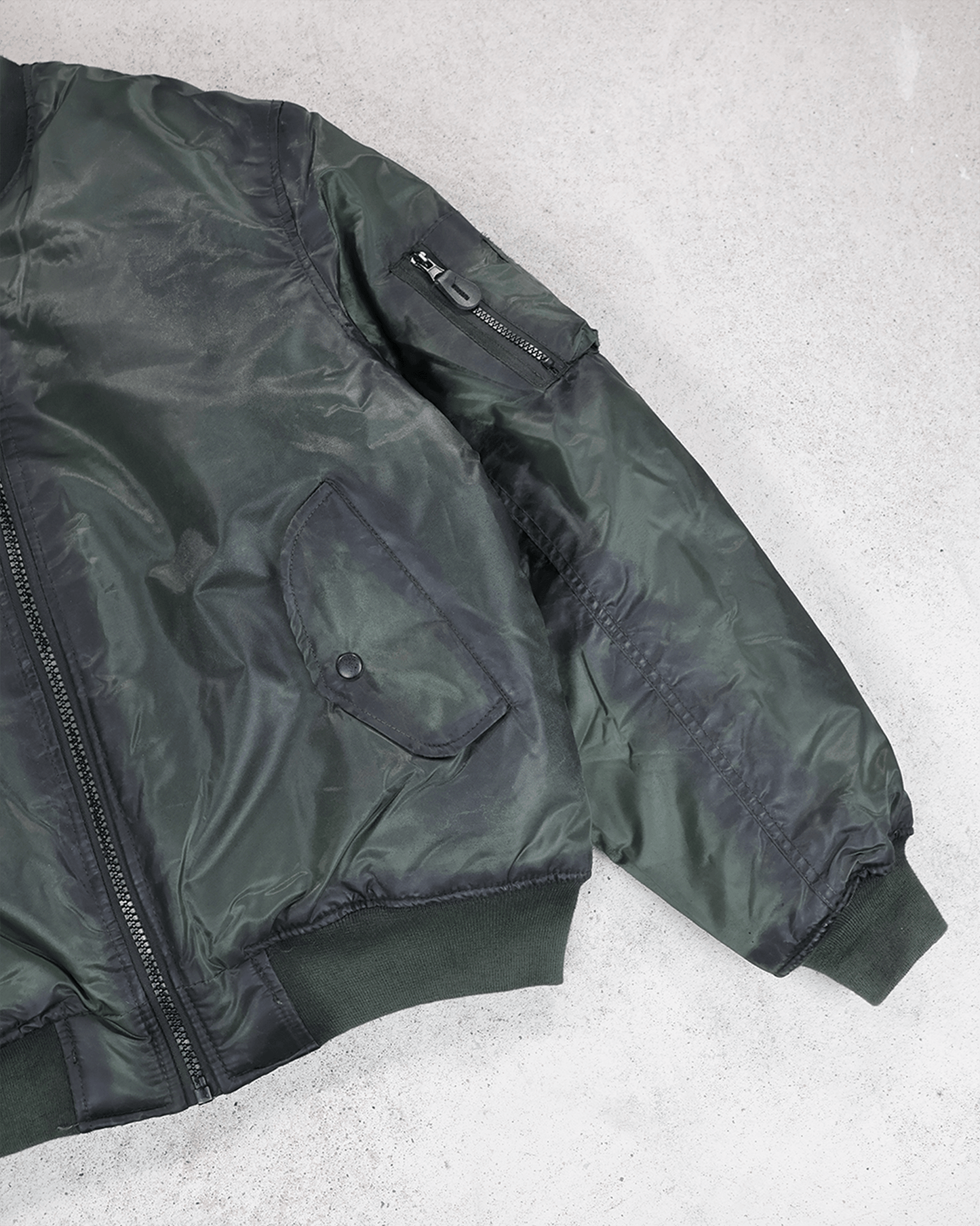 OLIVE SEAM DYE BOMBER JACKET