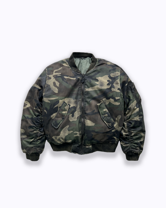 AGED CAMO BOMBER JACKET