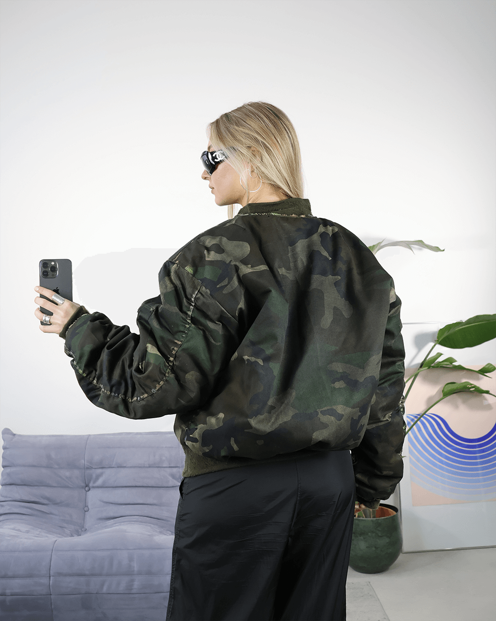 AGED CAMO BOMBER JACKET